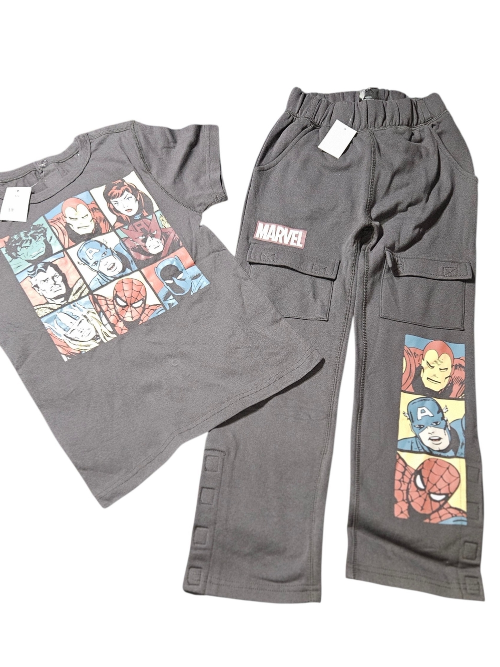 Marvel Kids Gray Graphic Superhero Tee and Pants Set